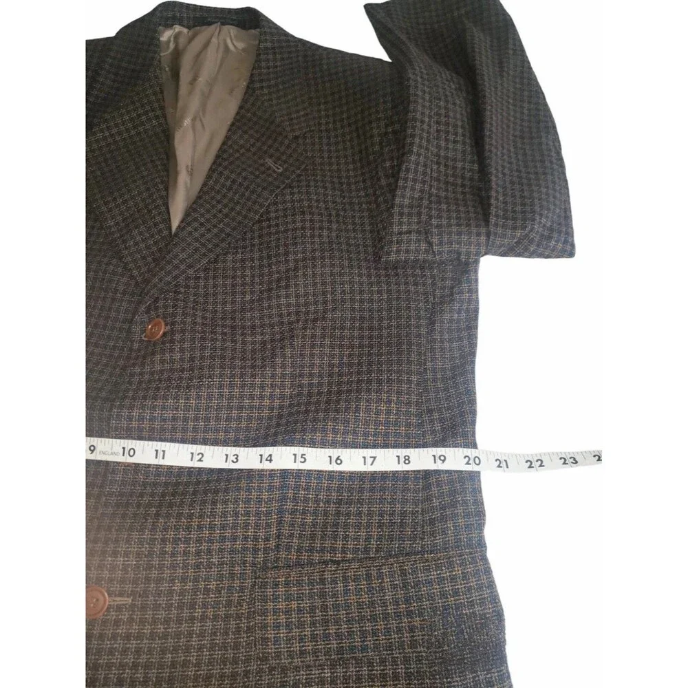 LBM BIANCHI Bozzella & Lesna Italian Blazer Glen Check Wool Silk Men 40R